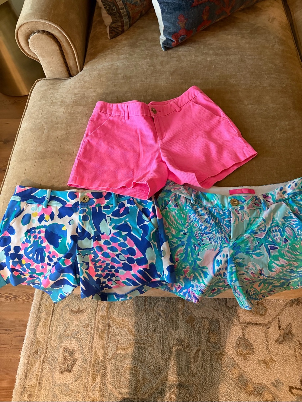 Lilly Pulitzer Pink Solid and Multicolor Printed Shorts Trio